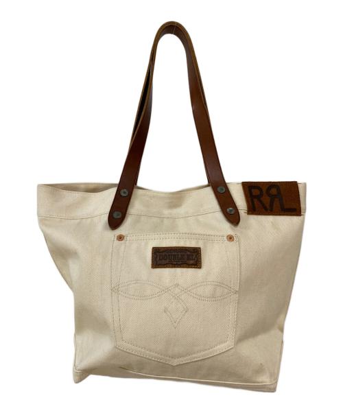 RRL（ダブルアールエル）RRL (ダブルアールエル) レザートリム ツイル トート バッグ ベージュの古着・服飾アイテム