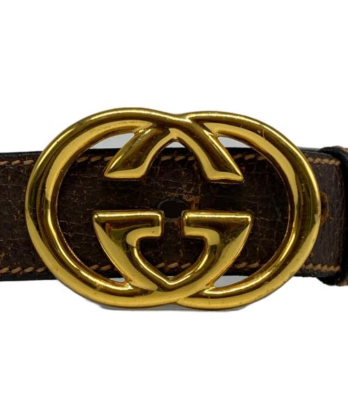 GUCCI（グッチ）GUCCI (グッチ) インターロッキングベルト ブラウンの古着・服飾アイテム