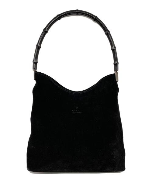 GUCCI（グッチ）GUCCI (グッチ) スウェードバンブーワンショルダーバッグ ブラックの古着・服飾アイテム