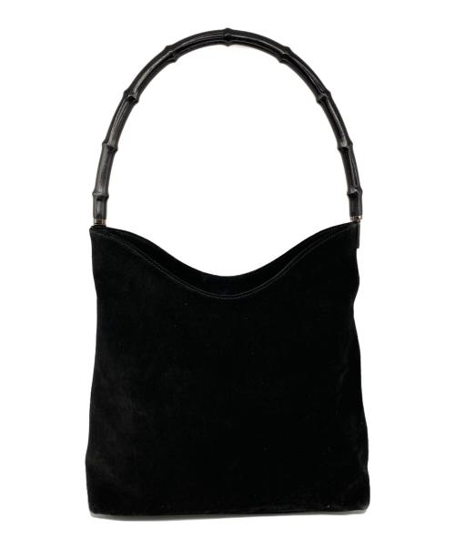GUCCI（グッチ）GUCCI (グッチ) スウェードバンブーワンショルダーバッグ ブラックの古着・服飾アイテム