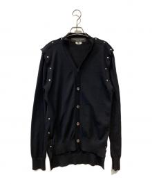 COMME des GARCONS HOMME PLUS（コムデギャルソンオムプリュス）の古着「カシメスタッズデザイン再構筑ニットカーディガン」｜ブラック