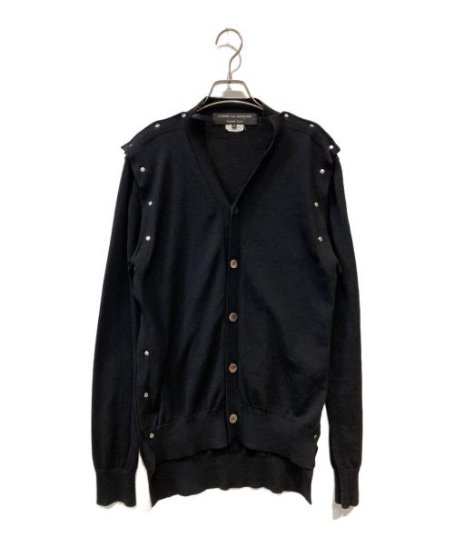COMME des GARCONS HOMME PLUS（コムデギャルソンオムプリュス）COMME des GARCONS HOMME PLUS (コムデギャルソンオムプリュス) カシメスタッズデザイン再構筑ニットカーディガン ブラック サイズ:Mの古着・服飾アイテム
