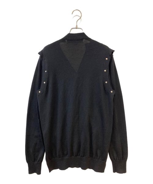 COMME des GARCONS HOMME PLUS（コムデギャルソンオムプリュス）COMME des GARCONS HOMME PLUS (コムデギャルソンオムプリュス) カシメスタッズデザイン再構筑ニットカーディガン ブラック サイズ:Mの古着・服飾アイテム