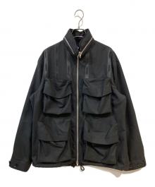 GROUND Y（グラウンドワイ）の古着「T/W Gabardine Hidden Hood Blouson」｜ブラック