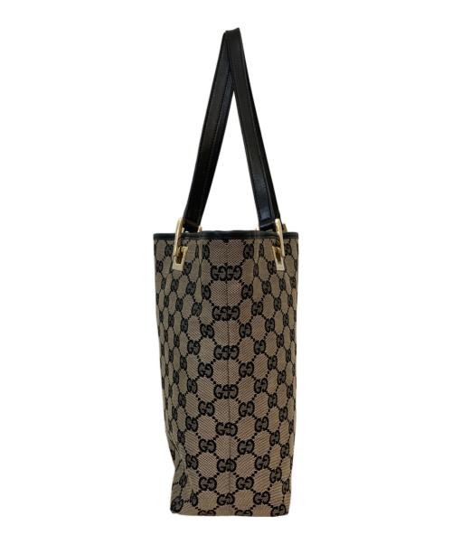 GUCCI（グッチ）GUCCI (グッチ) GGキャンバス バケツ型ミニトートバッグ ベージュ×ネイビーの古着・服飾アイテム