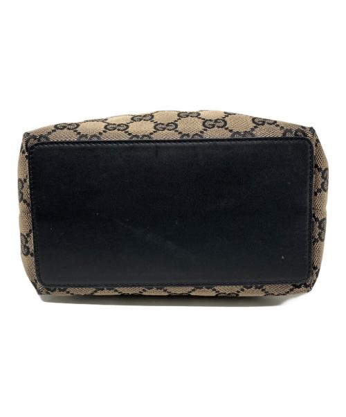 GUCCI（グッチ）GUCCI (グッチ) GGキャンバス バケツ型ミニトートバッグ ベージュ×ネイビーの古着・服飾アイテム