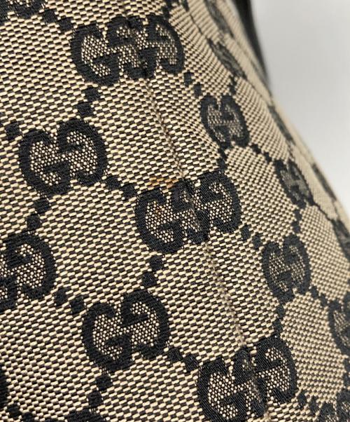 GUCCI（グッチ）GUCCI (グッチ) GGキャンバス バケツ型ミニトートバッグ ベージュ×ネイビーの古着・服飾アイテム