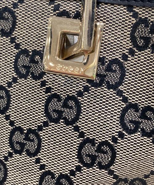 GUCCI（グッチ）GUCCI (グッチ) GGキャンバス バケツ型ミニトートバッグ ベージュ×ネイビーの古着・服飾アイテム