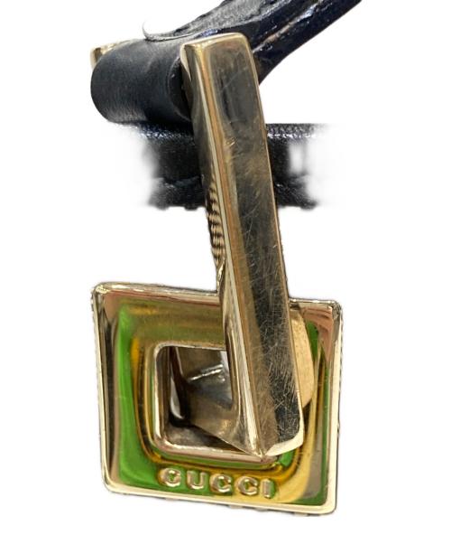 GUCCI（グッチ）GUCCI (グッチ) GGキャンバス バケツ型ミニトートバッグ ベージュ×ネイビーの古着・服飾アイテム