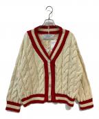oldderby Knitwearオールドダービーニットウェア）の古着「Big Cable Vee Cardigan」｜アイボリー