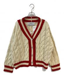 oldderby Knitwear（オールドダービーニットウェア）の古着「Big Cable Vee Cardigan」｜アイボリー