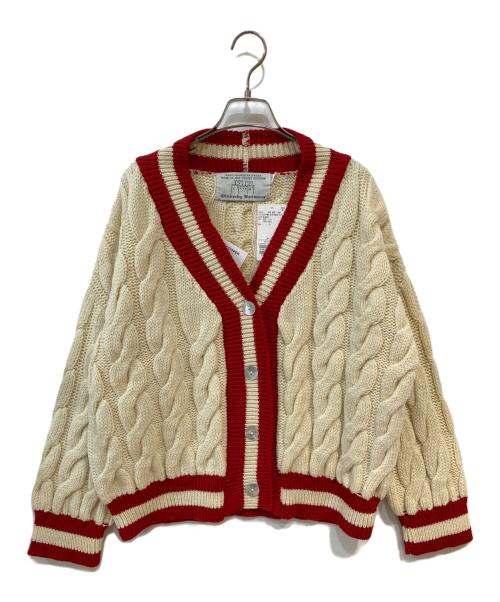 oldderby Knitwear（オールドダービーニットウェア）Oldderby Knitwear (オールドダービーニットウェア) Big Cable Vee Cardigan アイボリー サイズ:M 未使用品の古着・服飾アイテム