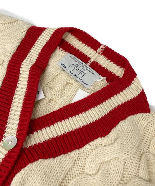 oldderby Knitwear（オールドダービーニットウェア）Oldderby Knitwear (オールドダービーニットウェア) Big Cable Vee Cardigan アイボリー サイズ:M 未使用品の古着・服飾アイテム