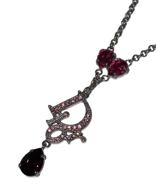Christian Dior（クリスチャン ディオール）Christian Dior (クリスチャン ディオール) ラインストーン ロゴネックレス シルバーの古着・服飾アイテム