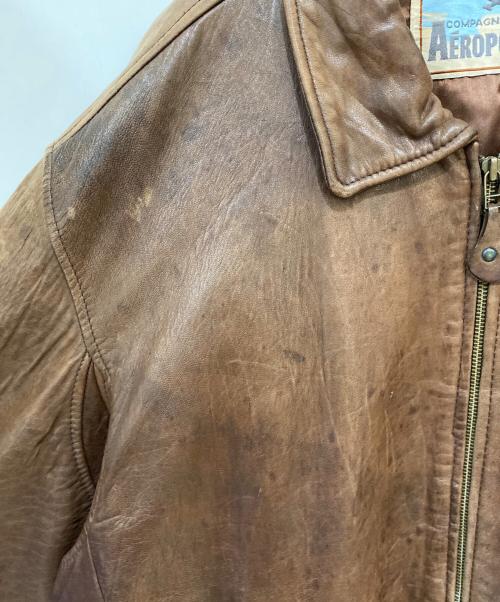 Aeropostale（エアロポステール）Aeropostale (エアロポステール) レザージャケット ブラウン サイズ:48の古着・服飾アイテム