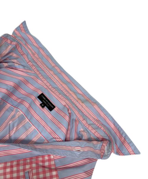 COMME des GARCONS HOMME PLUS（コムデギャルソンオムプリュス）COMME des GARCONS HOMME PLUS (コムデギャルソンオムプリュス) ストライプ チェック 切替シャツ ブルー サイズ: Mの古着・服飾アイテム