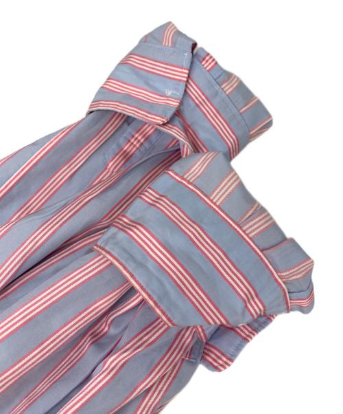 COMME des GARCONS HOMME PLUS（コムデギャルソンオムプリュス）COMME des GARCONS HOMME PLUS (コムデギャルソンオムプリュス) ストライプ チェック 切替シャツ ブルー サイズ: Mの古着・服飾アイテム