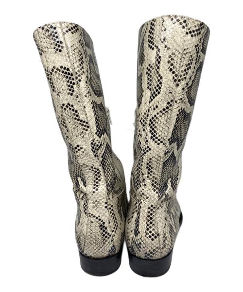 BOTTEGA VENETA（ボッテガベネタ）BOTTEGA VENETA (ボッテガベネタ) パイソン柄 スクエアトゥーロングブーツ ベージュ サイズ:40の古着・服飾アイテム