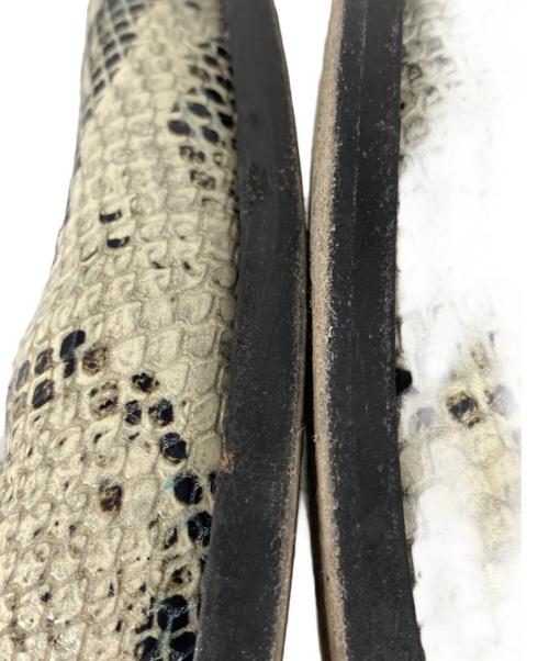 BOTTEGA VENETA（ボッテガベネタ）BOTTEGA VENETA (ボッテガベネタ) パイソン柄 スクエアトゥーロングブーツ ベージュ サイズ:40の古着・服飾アイテム