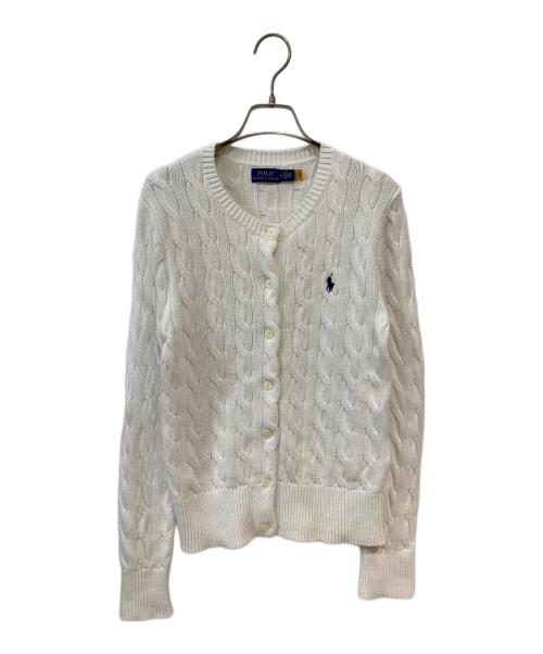 POLO RALPH LAUREN（ポロ・ラルフローレン）POLO RALPH LAUREN (ポロ・ラルフローレン) スモールポニーケーブルニットカーディガン ホワイト サイズ:Mの古着・服飾アイテム