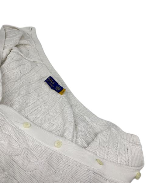 POLO RALPH LAUREN（ポロ・ラルフローレン）POLO RALPH LAUREN (ポロ・ラルフローレン) スモールポニーケーブルニットカーディガン ホワイト サイズ:Mの古着・服飾アイテム