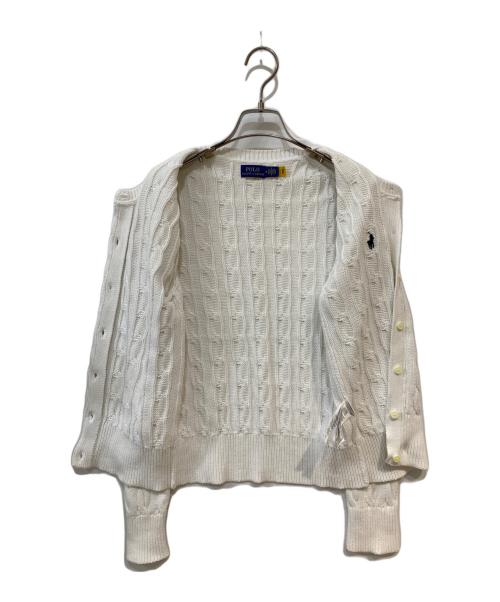 POLO RALPH LAUREN（ポロ・ラルフローレン）POLO RALPH LAUREN (ポロ・ラルフローレン) スモールポニーケーブルニットカーディガン ホワイト サイズ:Mの古着・服飾アイテム