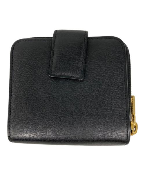 Yves Saint Laurent（イヴサンローラン）Yves Saint Laurent (イヴサンローラン) CHEVRETTE 2A シェブレッテ2A YSLロゴ ラウンドファスナーウォレット ブラックの古着・服飾アイテム