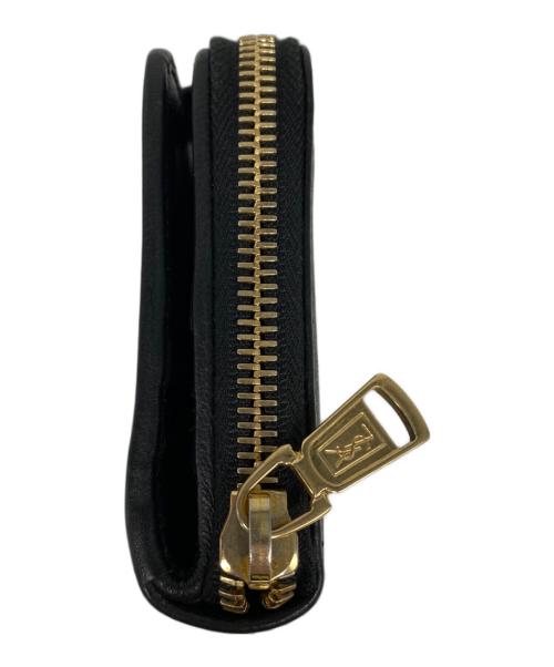 Yves Saint Laurent（イヴサンローラン）Yves Saint Laurent (イヴサンローラン) CHEVRETTE 2A シェブレッテ2A YSLロゴ ラウンドファスナーウォレット ブラックの古着・服飾アイテム