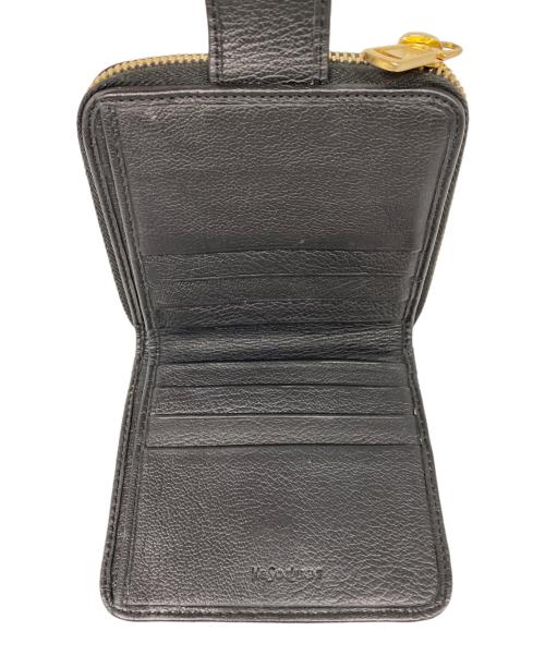Yves Saint Laurent（イヴサンローラン）Yves Saint Laurent (イヴサンローラン) CHEVRETTE 2A シェブレッテ2A YSLロゴ ラウンドファスナーウォレット ブラックの古着・服飾アイテム