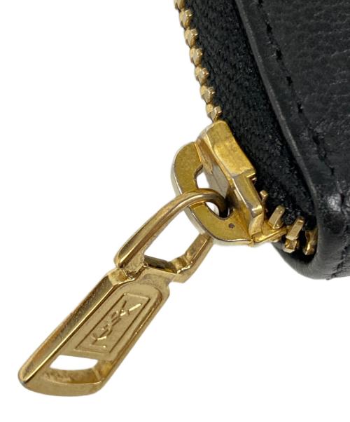 Yves Saint Laurent（イヴサンローラン）Yves Saint Laurent (イヴサンローラン) CHEVRETTE 2A シェブレッテ2A YSLロゴ ラウンドファスナーウォレット ブラックの古着・服飾アイテム