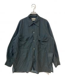 YOKE（ヨーク）の古着「PIXEL LOW PLAID OPEN COLLAR SHIRT」｜ブラック