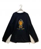 A BATHING APEアベイシングエイプ）の古着「1ST CAMO MILO SHARK FZH LS TEE」｜ブラック