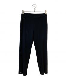 LEONARD FASHION（レオナールファッション）の古着「裾ラインストーンスリットパンツ」｜ブラック