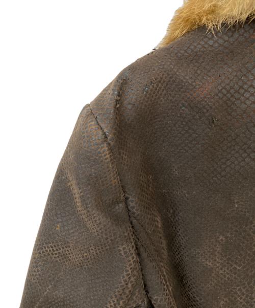 ARMANI COLLEZIONI（アルマーニ コレツィオーニ）ARMANI COLLEZIONI (アルマーニ コレツィオーニ) ファー付 Payton Patterned Jacket ブラウン サイズ:40の古着・服飾アイテム