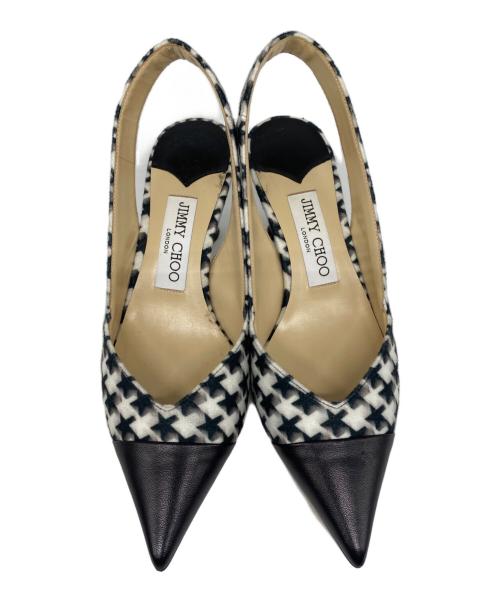 JIMMY CHOO（ジミーチュウ）JIMMY CHOO (ジミーチュウ) LIYA 65 スター柄 パンプス ホワイト×ブラック サイズ:36の古着・服飾アイテム