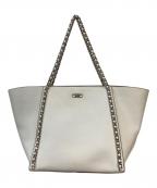 MICHAEL KORSマイケルコース）の古着「Westley Large Pebbled Leather Chain-Link Tote Bag」｜ホワイト