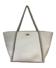 MICHAEL KORS（マイケルコース）の古着「Westley Large Pebbled Leather Chain-Link Tote Bag」｜ホワイト