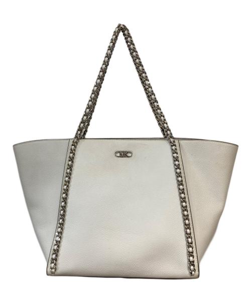 MICHAEL KORS（マイケルコース）MICHAEL KORS (マイケルコース) Westley Large Pebbled Leather Chain-Link Tote Bag ホワイトの古着・服飾アイテム