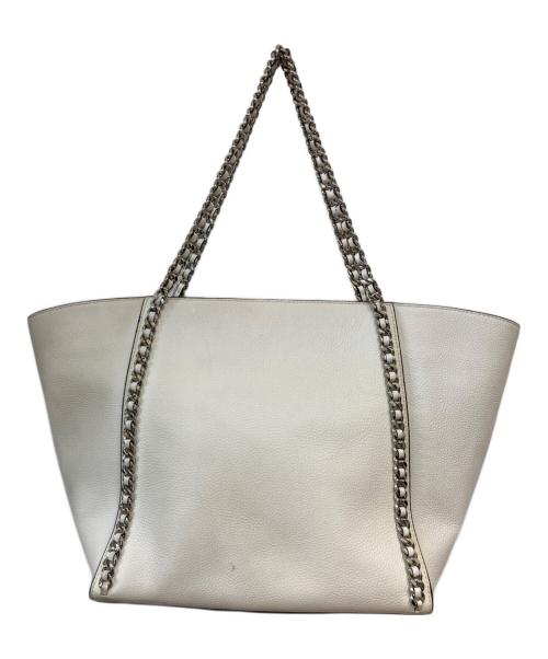 MICHAEL KORS（マイケルコース）MICHAEL KORS (マイケルコース) Westley Large Pebbled Leather Chain-Link Tote Bag ホワイトの古着・服飾アイテム