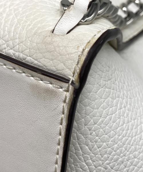 MICHAEL KORS（マイケルコース）MICHAEL KORS (マイケルコース) Westley Large Pebbled Leather Chain-Link Tote Bag ホワイトの古着・服飾アイテム