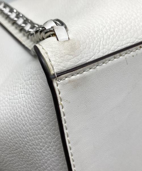 MICHAEL KORS（マイケルコース）MICHAEL KORS (マイケルコース) Westley Large Pebbled Leather Chain-Link Tote Bag ホワイトの古着・服飾アイテム