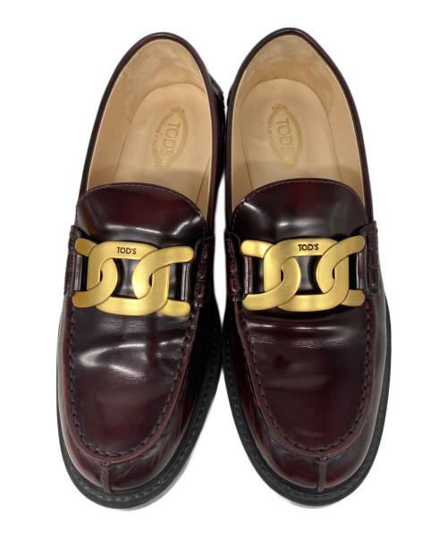 TOD'S（トッズ）TOD'S (トッズ) KATE ケイト レザー メタルチェーン ローファー ブラック サイズ:37の古着・服飾アイテム