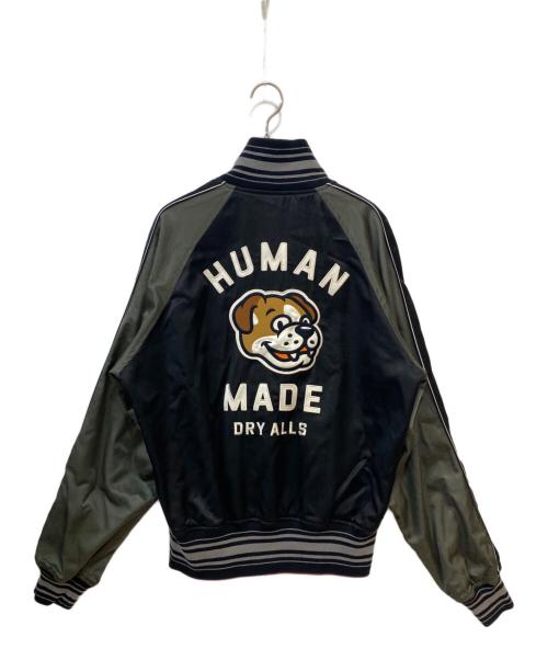HUMAN MADE（ヒューマンメイド）HUMAN MADE (ヒューマンメイド) REVERSIBLE SATIN JACKET ブラック×カーキ サイズ:Mの古着・服飾アイテム