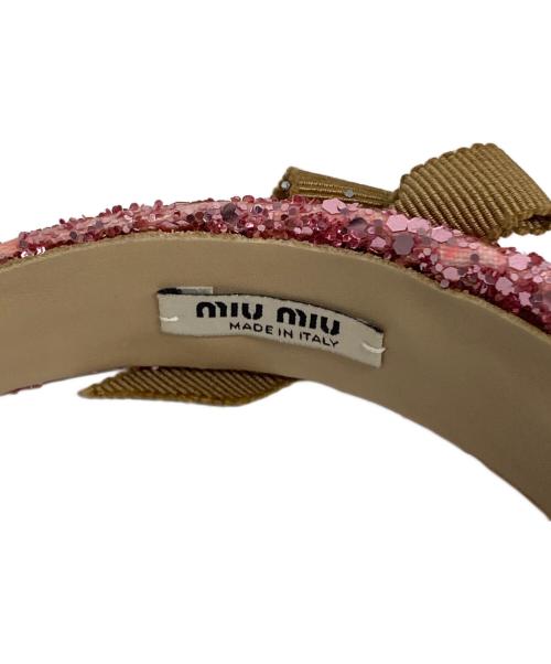 MIU MIU（ミュウミュウ）MIU MIU (ミュウミュウ) ラメリボンカチューシャ ピンクの古着・服飾アイテム