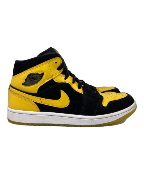 NIKE（ナイキ）NIKE (ナイキ) AIR JORDAN 1 MID SE NEW LOVE ミッドカットスニーカー BLACK/VARSITY MAIZE-WHITE サイズ:27.5cmの古着・服飾アイテム