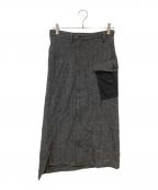Y'sワイズ）の古着「WOOL HERRINGBONE BACK YOKE SKIRT」｜グレー