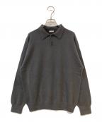 cash & barbaキャッシュアンドバルバ）の古着「Mongolian Cashmere Elbow Patch POLO」｜グレー