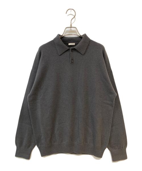 cash & barba（キャッシュアンドバルバ）cash & barba (キャッシュアンドバルバ) Mongolian Cashmere Elbow Patch POLO グレー サイズ:1の古着・服飾アイテム