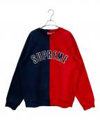 SUPREMEシュプリーム）の古着「18FW Split Crewneck Sweatshirt」｜ネイビー×レッド