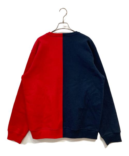 SUPREME（シュプリーム）Supreme (シュプリーム) 18FW Split Crewneck Sweatshirt ネイビー×レッド サイズ:Lの古着・服飾アイテム